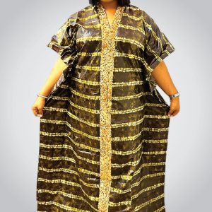 Women Bubu Gown |  Brown Adire