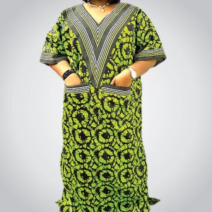 Women Bubu Gown |  Adire Green