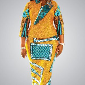 Women Ankara Gown |  Gold Pattern