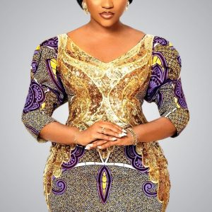 Women Ankara Gown |  Lace Mix