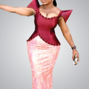 Women Peplum Gown |  Wine Crepe