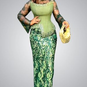 Women Peplum Gown |  Green